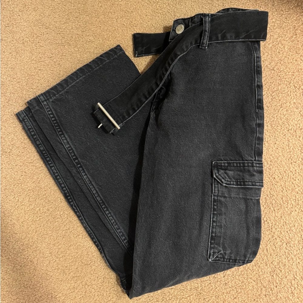 Zara Charcoal Cargo Pants with Belt